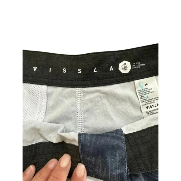 Vissla Mens Stretch Elastic Drawcord Waist Board Shorts Blue Green Size 36 - Picture 5 of 5